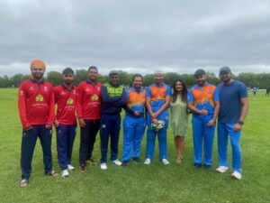 Rana Bokhari - meeting cricket players at Winnipeg Assiniboine park